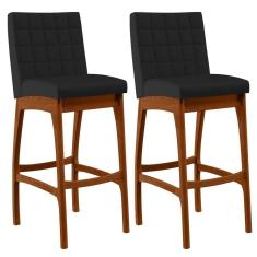 Kit 02 Banquetas Altas Mila Facto Preto Fosco