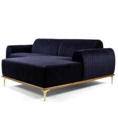 Sofá 3 Lugares Bipartido com Chaise Lado Esquerdo Base de Madeira Euro