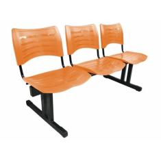 Cadeira Iso em longarina 3 lugares Linha Polipropileno Iso Laranja - D