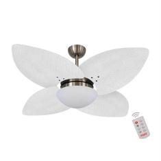 Ventilador de Teto Dormamu Bronze 4 Pás Palmae Branco 220V com Control