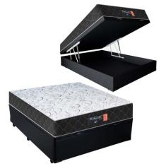 Cama Box Baú Casal + Colchão Espuma D33 Semi Ortopédico Extra Firme Co