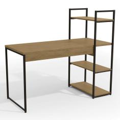 Mesa Escrivaninha Home Office 4 Prateleiras Estilo Industrial