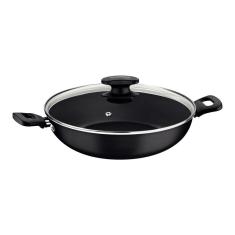 Panela Wok Antiaderente 3,3l Com Tampa Loreto Tramontina Cor:preto Preto