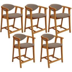 Kit 05 Banquetas Baixa Cozinha Sala de Jantar Bancada Cecília L02 Bouc