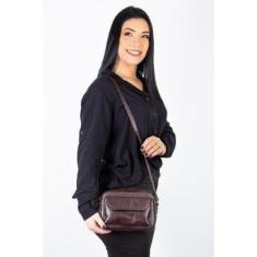Bolsa quadrada pequena de couro com bolso Dana-Feminino
