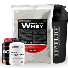 Kit Whey Protein 500g + BCAA 4,5 100g + Creatina 100g + Coqueteleira - Bodybuilders-Unissex