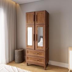 Guarda-roupa Solteiro com Espelho 4 Portas 2 Gavetas Teresina - Rodmóv