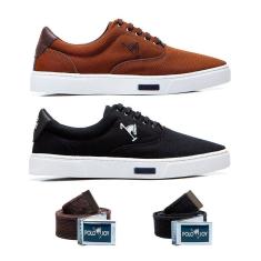 Kit 2 Tênis Casual Em Lona E 2 Cintos Polo Joy-Masculino