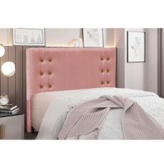 Cabeceira Cama Box King 195 cm Gênova Veludo Rosa S04 - D'Rossi - DRos