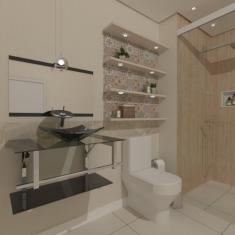 Gabinete de vidro 70cm iq inox com cuba quadrada - preto - Cubas e Gab