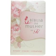 Livro - Bíblia Da Mulher De Fé, Nvi, Couro Soft, Flores