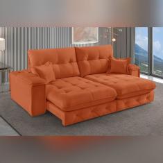 Sofá Retrátil Reclinável com Usb 210cm Istambul Yescasa Terracota