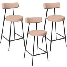 Kit 03 Banquetas Baixa Para Cozinha Sala De Jantar Bar Bancada Milão L