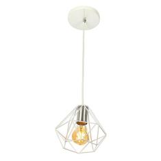Lustre Pendente Luminária Diamante Aramado Branco - MARRYLUZ