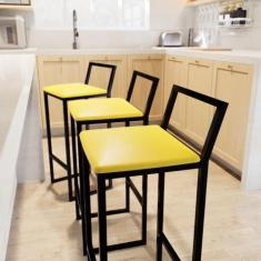 Jogo 4 Banqueta Alta Balcão Bistrô Preta Confort Industrial Assento Es