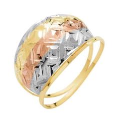 Anel de Ouro 18k Feminino Tricolor Eleganza, 26