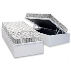 Cama Box Baú Solteiro: Colchão Espuma D33 Anjos Orthosono + Base CRC Courano White(88x188)