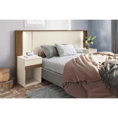 Cabeceira Cama Box Madeirado Bourbon c/ Gavetas Areia/Jatoba - Santos Andirá