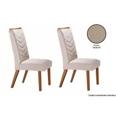 Cadeira Sala de Jantar Londrina Madeira Kit 2 Un Capuccino/Linho Turim - Rufato