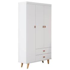 Guarda Roupa Infantil Retrô Duda 3 Portas Branco Acetinado Bétula - Carolina