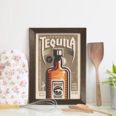 Quadro Bebida Vintage Tequila 22x32cm Moldura Marrom - Quartinhos