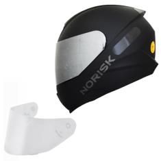 Capacete Masculino Norisk Razor Moto Preto Viseira Prata (56)