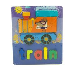 Tabuleiro Madeira Quebra Cabeça Infantil Inglês Bilíngue Educativo - W