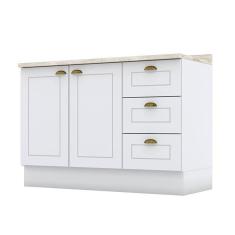 Balcão De Cozinha 120 Cm Americana Branco Com Tampo Calcare – Henn