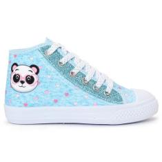 Tênis Feminino Infantil Botinha Personagem Panda Glitter Menina REF042