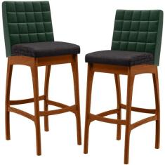 Kit 02 Banquetas Altas Cozinha Sala Jantar Fixa Mila L02 Facto Verde M
