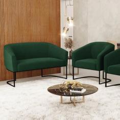 Sofá Namoradeira e Poltrona Industrial Preto Stella Bouclê D03 - D'Ros