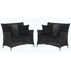 2 Sofás Área Externa Igapó Alumínio Pintura Marrom Corda Náutica Estof