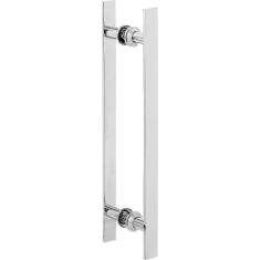 Puxador De Porta De Correr Duplo Cromado 30cm