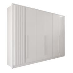 Guarda Roupas Casal 100% Mdf 6 Portas 5 Gavetas Moscou Ripado Neve