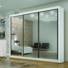 Guarda Roupa Casal com Espelho 3 Portas 6 Gavetas São Paulo Branco - L