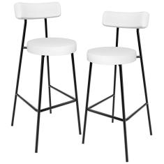 Kit 02 Banquetas Altas Bar Cozinha Sala De Jantar Estrutura Em Aço Milão L02 Facto Branco