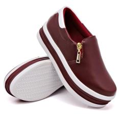 Tênis Dk Uze Shoes Slip On Casual Calce Facil Zíper Listra Feminino-Feminino