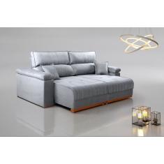 Sofá Retrátil e Reclinável 4 Lugares Dalia Suede Cinza