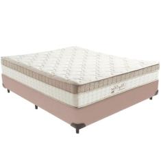 Cama Box e Colchão King Best Bege Molas Ensacadas Casal Anjos,  BEGE