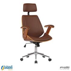 Cadeira Office Lisboa PU Com Encosto Várias Cores - Rivatti, Marrom