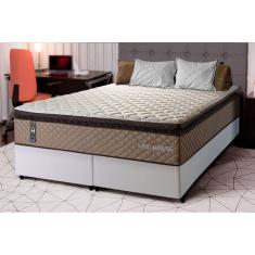 Conjunto Cama Box Espuma Atlanta Bege King 193x203x62