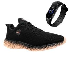 Tenis Feminino Esporte Academia Caminhada Ortopêdico Sola Reta + Relóg