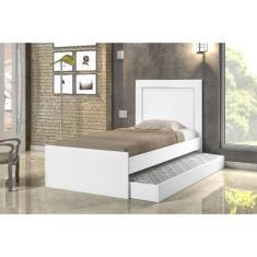 Cama Solteiro Cambel Luara com Auxiliar Branca