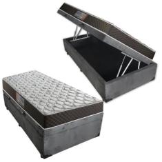 Cama Box Baú Solteiro Colchão Mola Ensacada Belos Sonhos + Box Poliéster 61x88x188