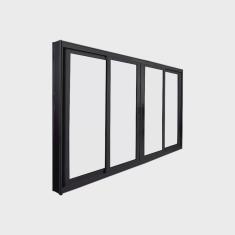 Janela de Correr Abertura Central Premium 4 Folhas Vidro Liso 100x120cm Espresso Esquadrias