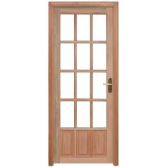 Porta De Vidros De Quadriculados Com Marco Fechadura E Guarnições Rondosul Natural