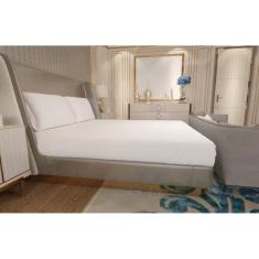 Jogo de Lençol Zono Enxovais Cama Casal Full 3 Peças Malha 100% Algodão Branco