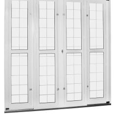 Porta de Correr de Aço 215x200cm Pantografica Grade Quadrada Ideal Crv Esquadrias Branco