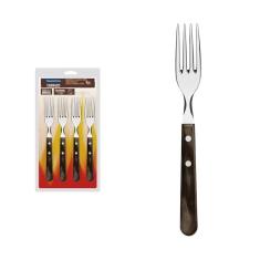 Conjunto De Garfos Jumbo Para Churrasco Em Aço Inox Com Cabo Castanho Polywood 4 Peças