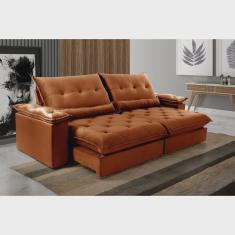 Sofá Retrátil e Reclinável 2 Lugares Diamante Terracota